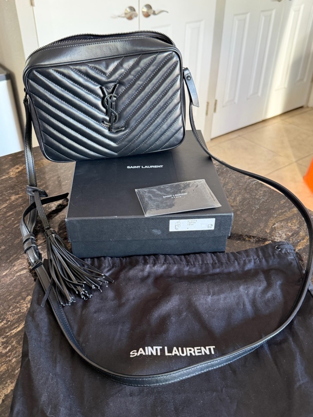 Saint Laurent Black Quilted Leather Lou Camera Crossbody Bag